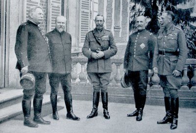 Bijeenkomst van geallieerde oorlogskommandanten en staatslieden ten tijde van het offensief aan de Somme, 1916 door French Photographer